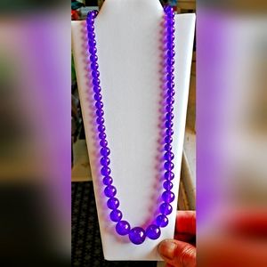 RARE N BEAUTIFUL NATURAL SEMI-TRANSLUCENT PURPLE JADE BEADS NECKLACE